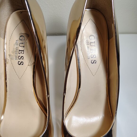 Gorgeous Guess Los Angeles Rose Gold Peep Toe Stiletto's Heels Pumps - Picture 7 of 10